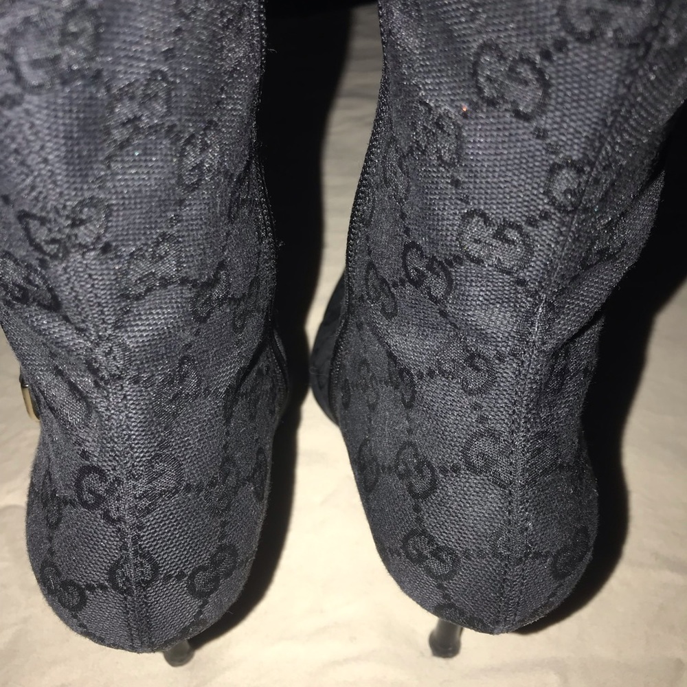 Gucci Women’s GG Monogram Canvas Leather Boots - Picture 5 of 8